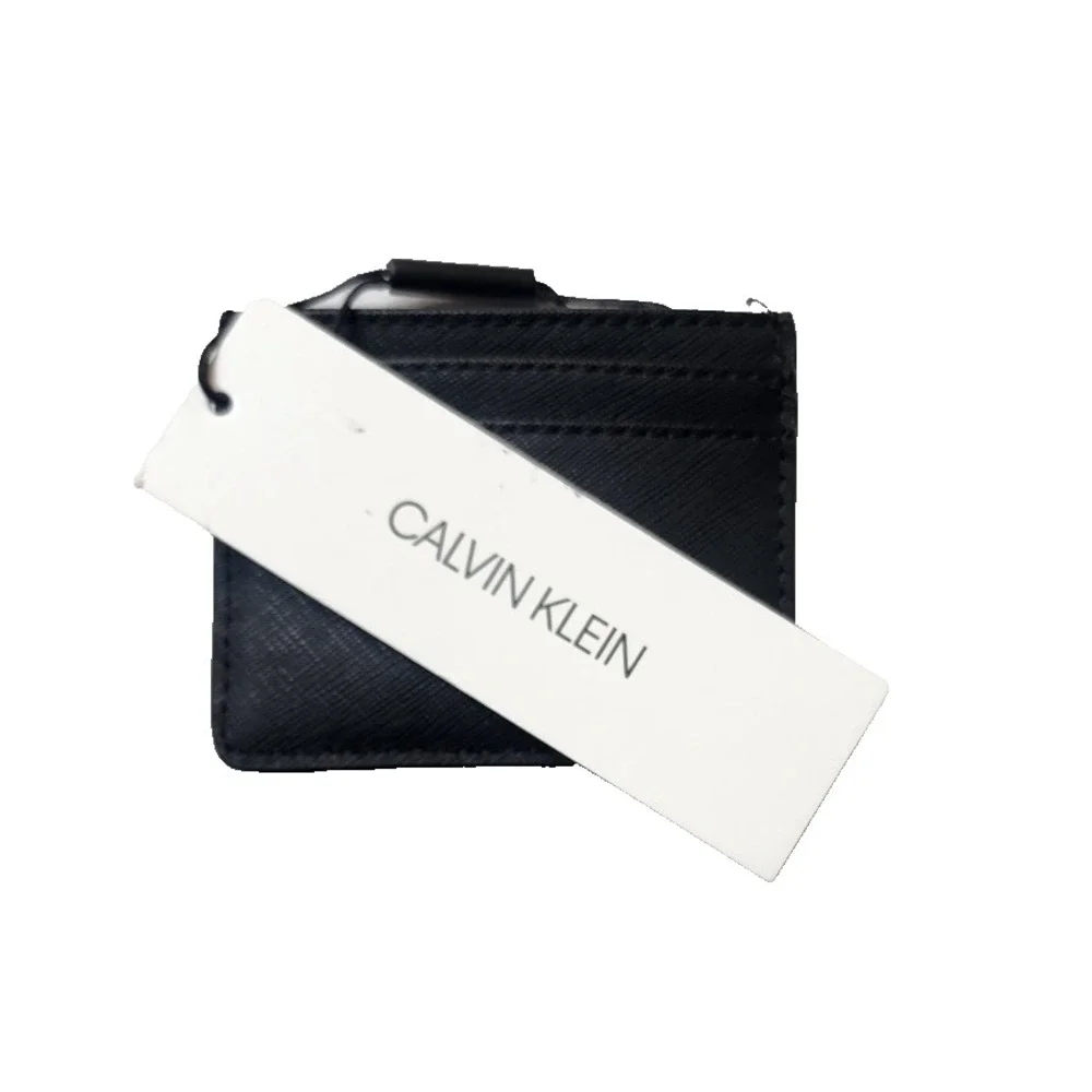 Calvin Klein Men's Credit Card Refined Saffiano Wallet Black NWT OEM